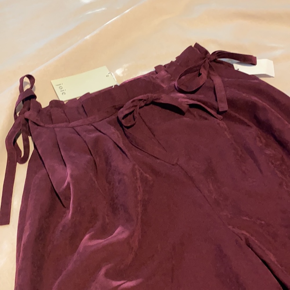 JOIE Telia Deep Wine Paperbag Tie Waist Pants - Picture 9 of 12